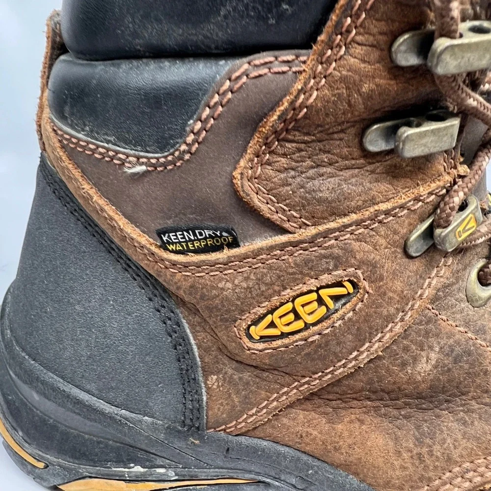 KEEN Utility Mt Vernon Waterproof Dry Work Boots Mens 10 Brown Leather 1014600